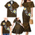 Hawaiian Turtle and Plumeria Family Matching Mermaid Dress and Hawaiian Shirt Polynesian Tattoo and Tribal Elements Pattern Orange Color