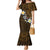 Hawaiian Turtle and Plumeria Family Matching Mermaid Dress and Hawaiian Shirt Polynesian Tattoo and Tribal Elements Pattern Orange Color