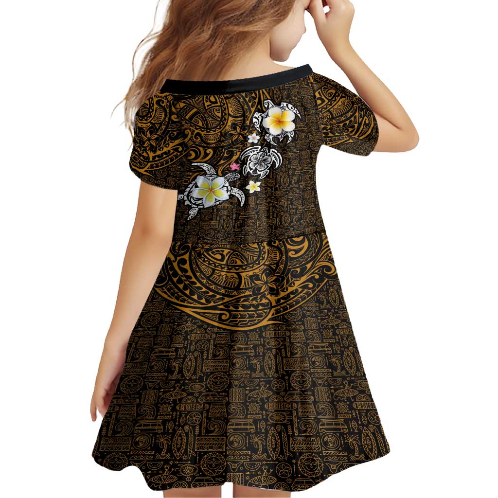 Hawaiian Turtle and Plumeria Family Matching Tank Maxi Dress and Hawaiian Shirt Polynesian Tattoo and Tribal Elements Pattern Orange Color