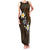 Hawaiian Turtle and Plumeria Family Matching Tank Maxi Dress and Hawaiian Shirt Polynesian Tattoo and Tribal Elements Pattern Orange Color