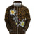 Hawaiian Turtle and Plumeria Hoodie Polynesian Tattoo and Tribal Elements Pattern Orange Color