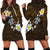 Hawaiian Turtle and Plumeria Hoodie Dress Polynesian Tattoo and Tribal Elements Pattern Orange Color