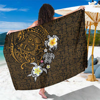 Hawaiian Turtle and Plumeria Sarong Polynesian Tattoo and Tribal Elements Pattern Orange Color