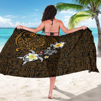 Hawaiian Turtle and Plumeria Sarong Polynesian Tattoo and Tribal Elements Pattern Orange Color