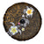 Hawaiian Turtle and Plumeria Spare Tire Cover Polynesian Tattoo and Tribal Elements Pattern Orange Color