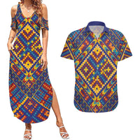 Kolose-Tuvalu Crochet Couples Matching Summer Maxi Dress and Hawaiian Shirt with Polynesian and Pacific Tattoos - Polynesian Pride