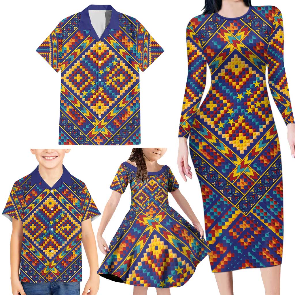 Kolose-Tuvalu Crochet Family Matching Long Sleeve Bodycon Dress and Hawaiian Shirt with Polynesian and Pacific Tattoos - Polynesian Pride