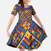 Kolose-Tuvalu Crochet Family Matching Summer Maxi Dress and Hawaiian Shirt with Polynesian and Pacific Tattoos LT03 Daughter's Dress Navy - Polynesian Pride