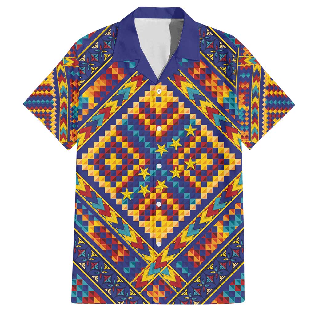 Kolose-Tuvalu Crochet Family Matching Summer Maxi Dress and Hawaiian Shirt with Polynesian and Pacific Tattoos LT03 Dad's Shirt - Short Sleeve Navy - Polynesian Pride