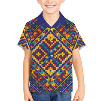 Kolose-Tuvalu Crochet Family Matching Summer Maxi Dress and Hawaiian Shirt with Polynesian and Pacific Tattoos LT03 Son's Shirt Navy - Polynesian Pride