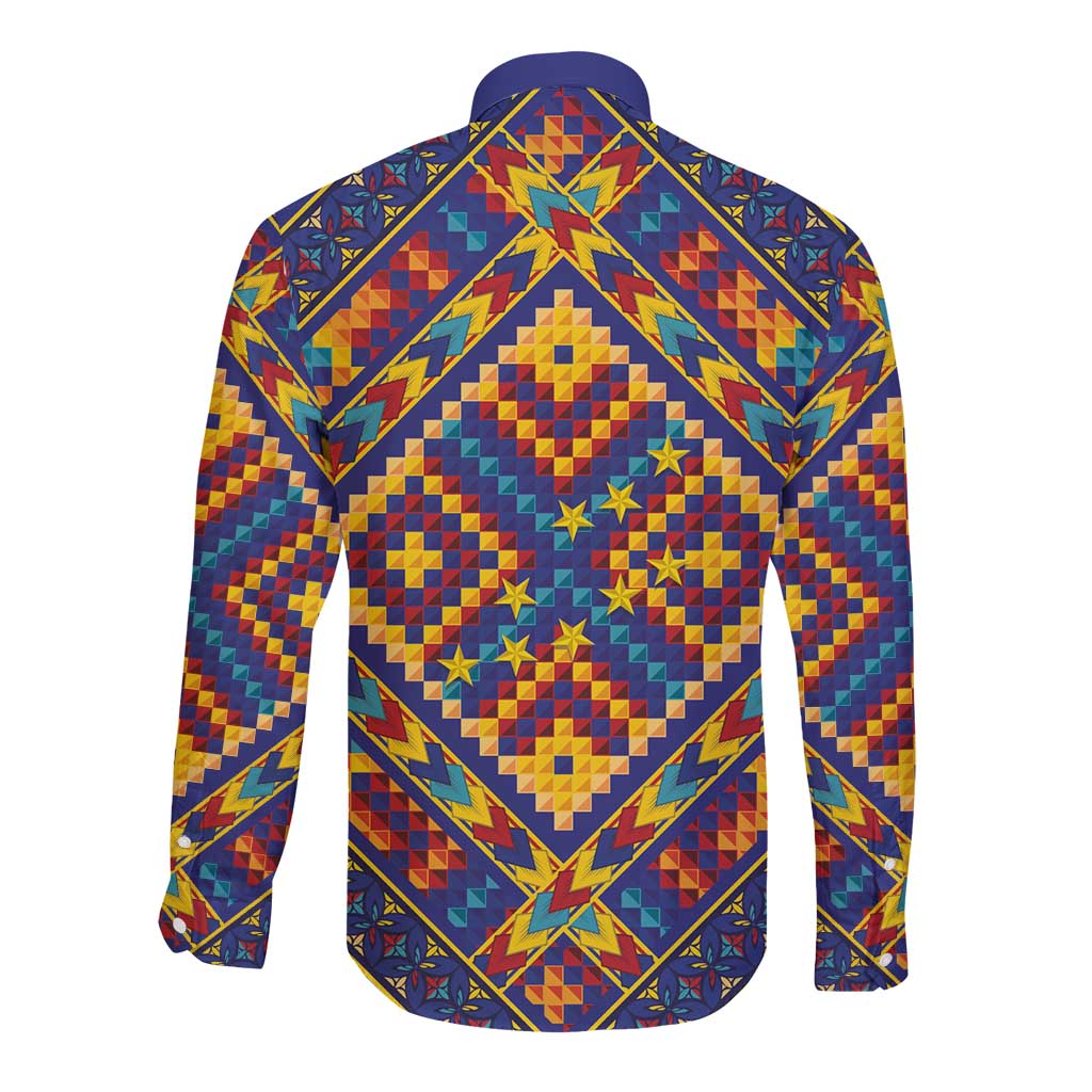 Kolose-Tuvalu Crochet Long Sleeve Button Shirt with Polynesian and Pacific Tattoos - Polynesian Pride