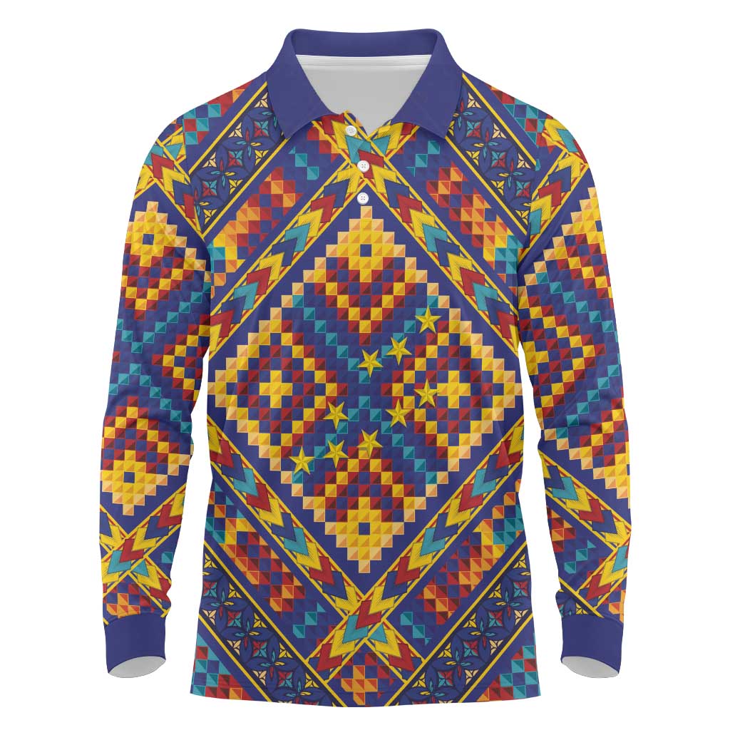 Kolose-Tuvalu Crochet Long Sleeve Polo Shirt with Polynesian and Pacific Tattoos - Polynesian Pride