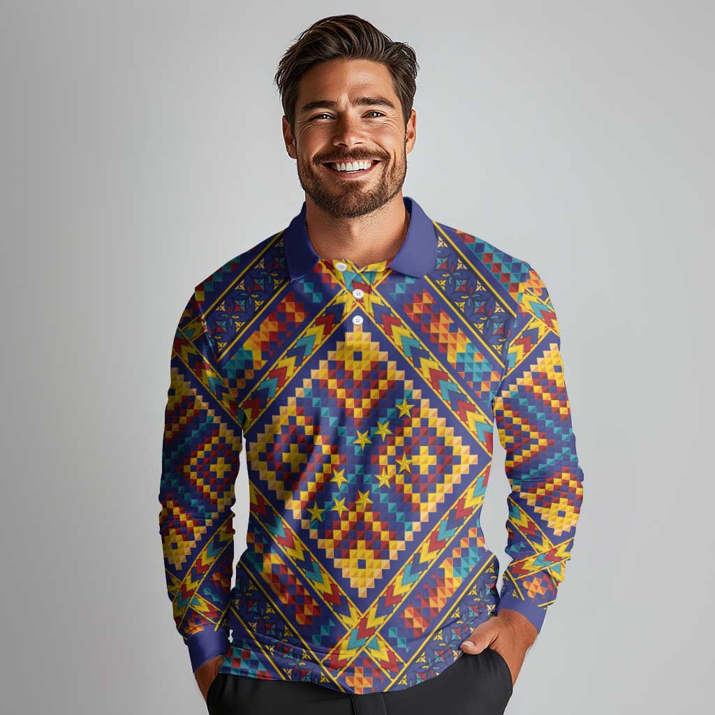 Kolose-Tuvalu Crochet Long Sleeve Polo Shirt with Polynesian and Pacific Tattoos - Polynesian Pride