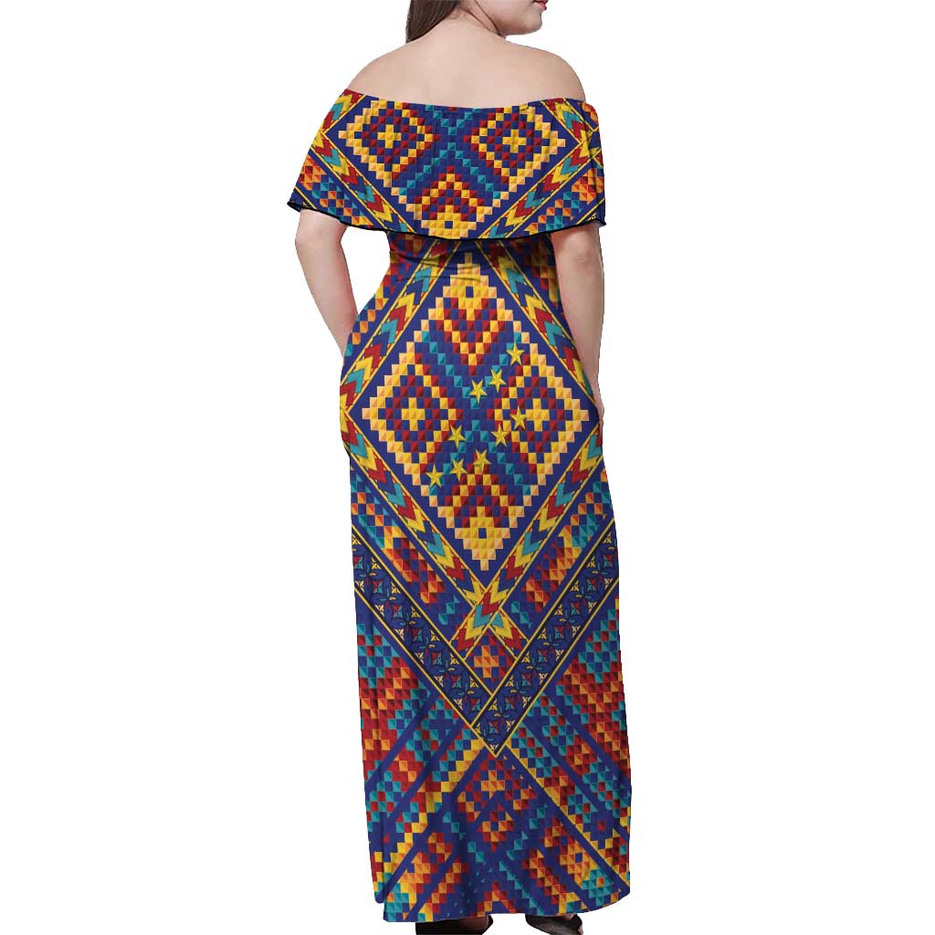 Kolose-Tuvalu Crochet Off Shoulder Maxi Dress with Polynesian and Pacific Tattoos - Polynesian Pride
