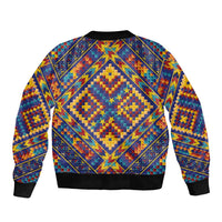 Kolose-Tuvalu Crochet Sleeve Zip Bomber Jacket with Polynesian and Pacific Tattoos - Polynesian Pride