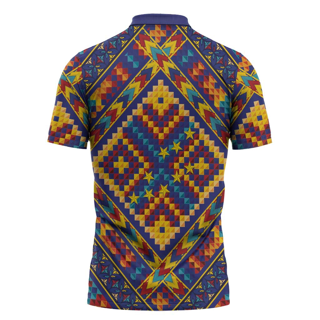 Kolose-Tuvalu Crochet Zipper Polo Shirt with Polynesian and Pacific Tattoos - Polynesian Pride