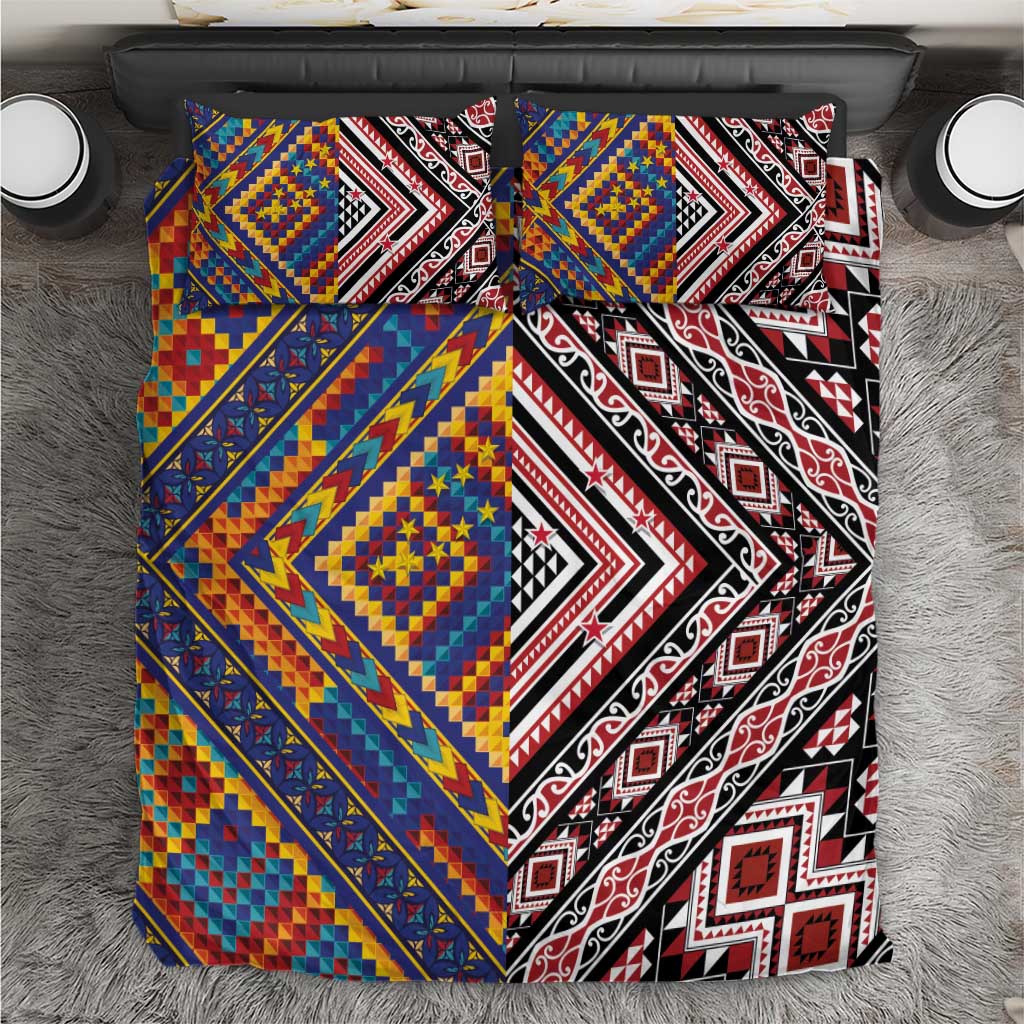 Tuvaluan and New Zealand Culture Bedding Set The Art of Kolose and Taniko - Polynesian Pride