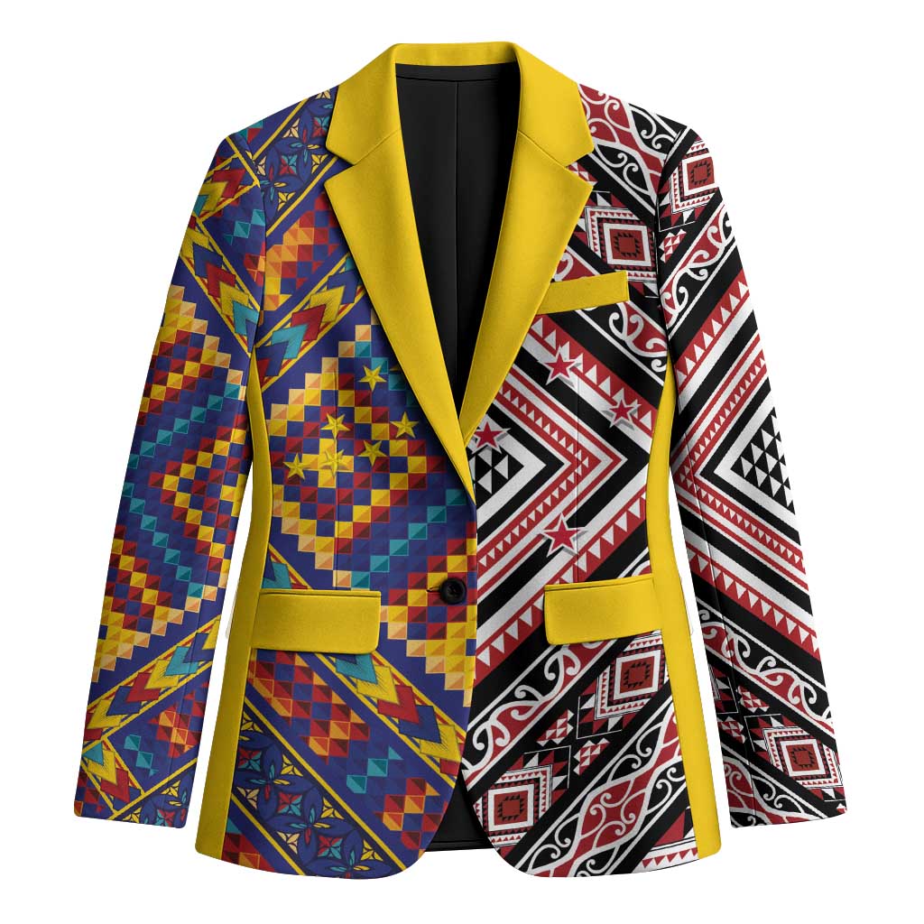 Tuvaluan and New Zealand Culture Blazer The Art of Kolose and Taniko - Polynesian Pride