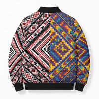 Tuvaluan and New Zealand Culture Bomber Puffer Jacket The Art of Kolose and Taniko - Polynesian Pride