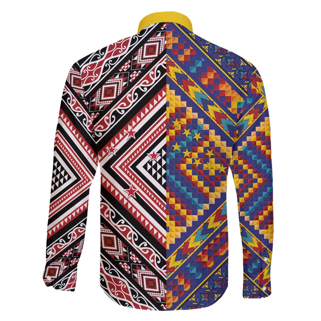 Tuvaluan and New Zealand Culture Family Matching Off Shoulder Short Dress and Hawaiian Shirt The Art of Kolose and Taniko LT03 - Polynesian Pride