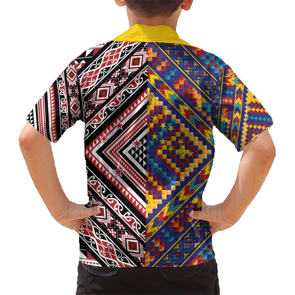 Tuvaluan and New Zealand Culture Kid Hawaiian Shirt The Art of Kolose and Taniko LT03 - Polynesian Pride