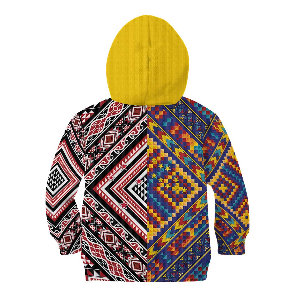 Tuvaluan and New Zealand Culture Kid Hoodie The Art of Kolose and Taniko - Polynesian Pride