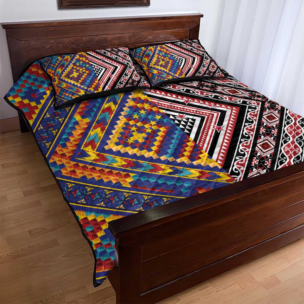 Tuvaluan and New Zealand Culture Quilt Bed Set The Art of Kolose and Taniko - Polynesian Pride