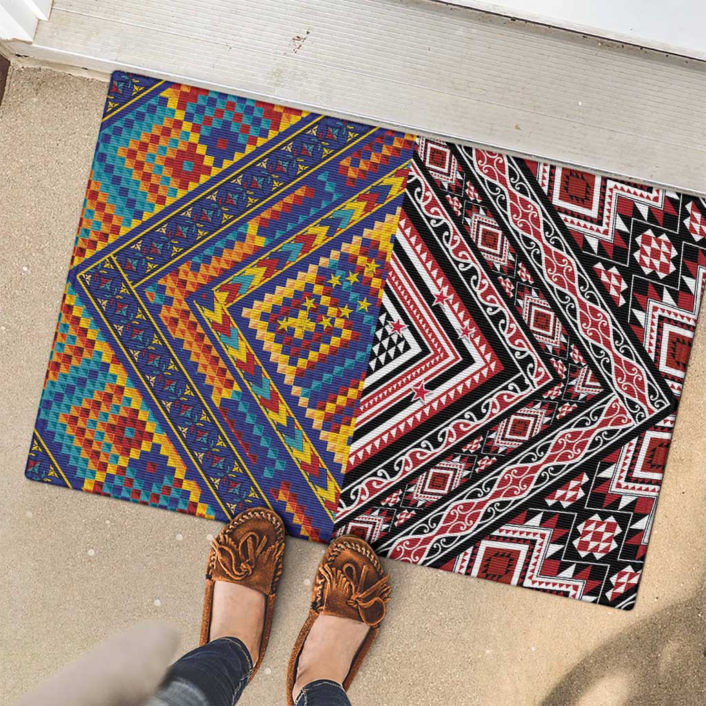 Tuvaluan and New Zealand Culture Rubber Doormat The Art of Kolose and Taniko - Polynesian Pride