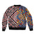 Tuvaluan and New Zealand Culture Sleeve Zip Bomber Jacket The Art of Kolose and Taniko - Polynesian Pride
