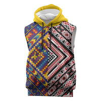 Tuvaluan and New Zealand Culture Sleeveless Hoodie The Art of Kolose and Taniko - Polynesian Pride