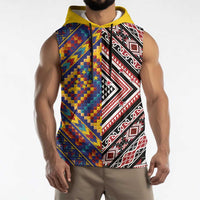 Tuvaluan and New Zealand Culture Sleeveless Hoodie The Art of Kolose and Taniko - Polynesian Pride