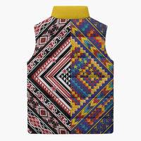 Tuvaluan and New Zealand Culture Sleeveless Puffer Jacket The Art of Kolose and Taniko - Polynesian Pride