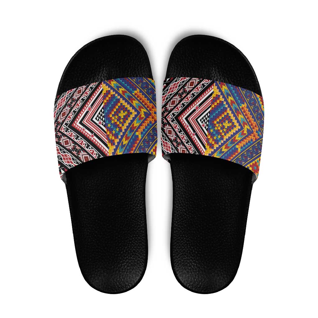 Tuvaluan and New Zealand Culture Slide Sandals The Art of Kolose and Taniko - Polynesian Pride