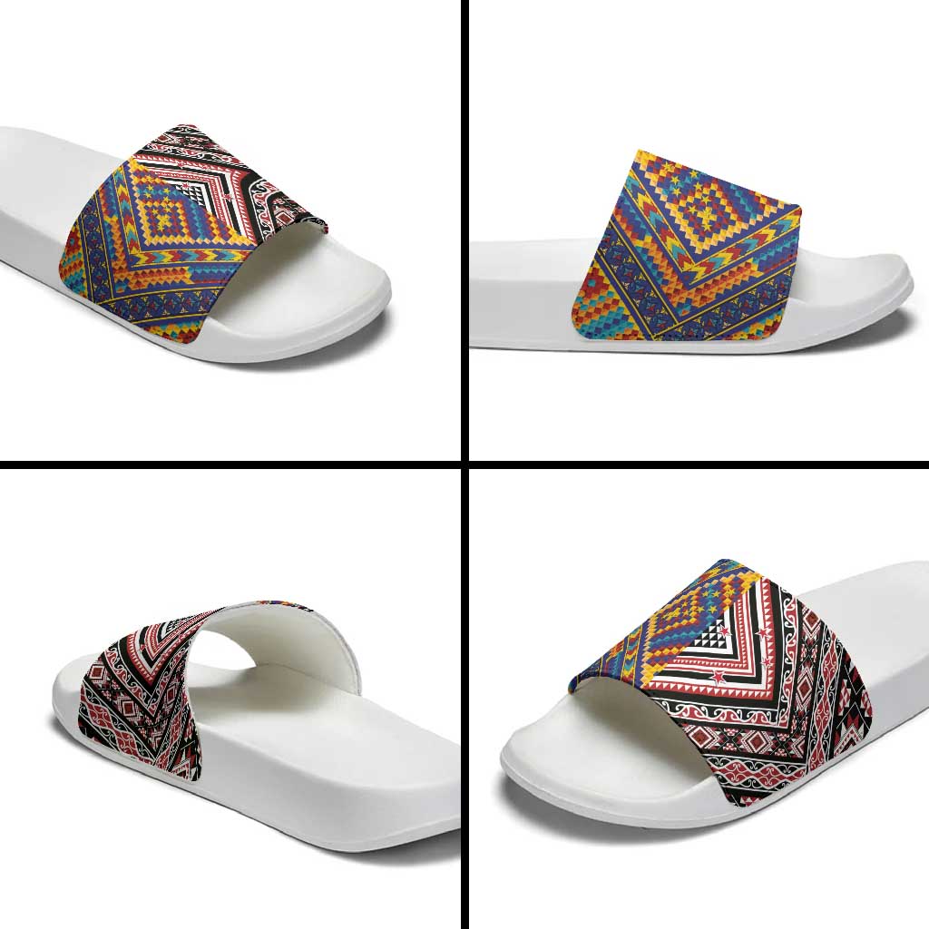 Tuvaluan and New Zealand Culture Slide Sandals The Art of Kolose and Taniko - Polynesian Pride