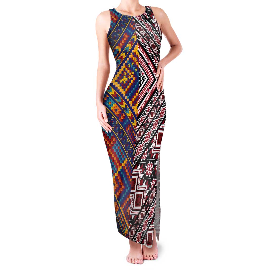 Tuvaluan and New Zealand Culture Tank Maxi Dress The Art of Kolose and Taniko - Polynesian Pride