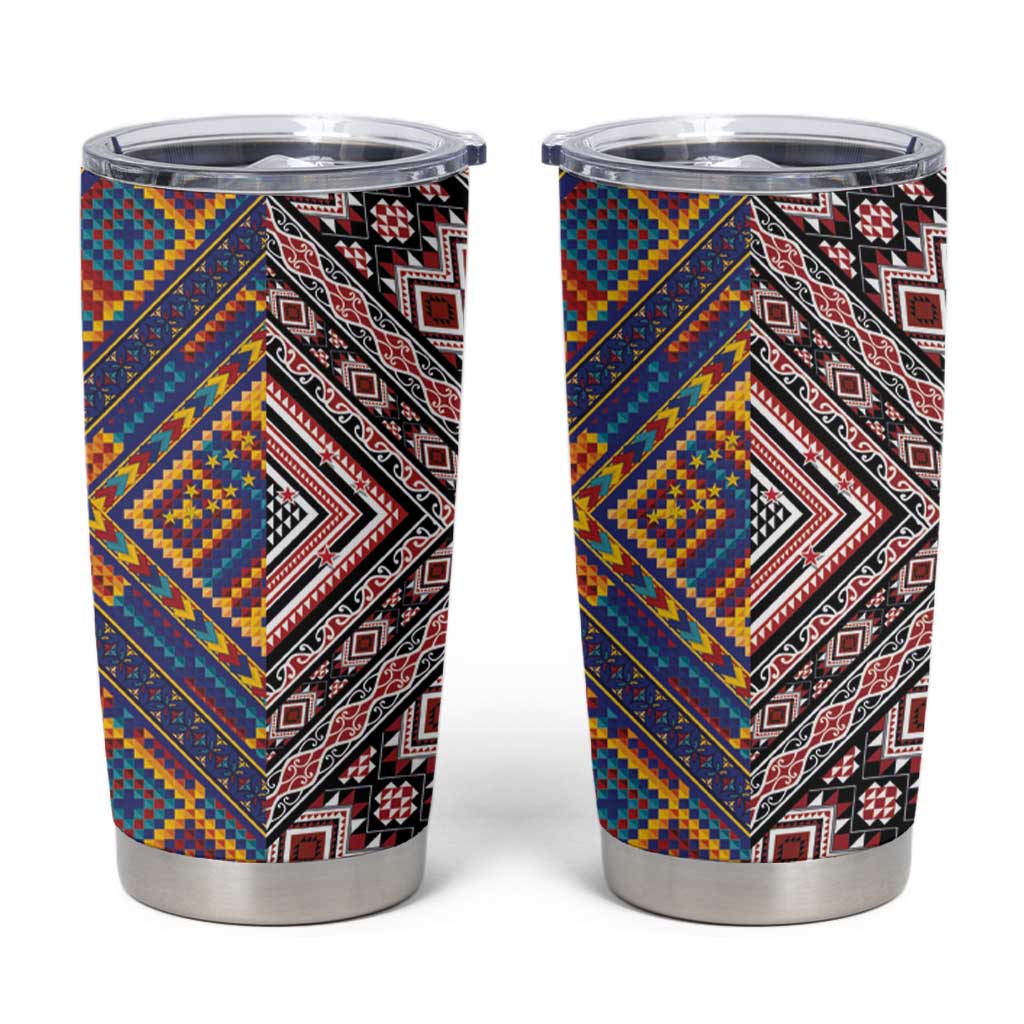 Tuvaluan and New Zealand Culture Tumbler Cup The Art of Kolose and Taniko - Polynesian Pride