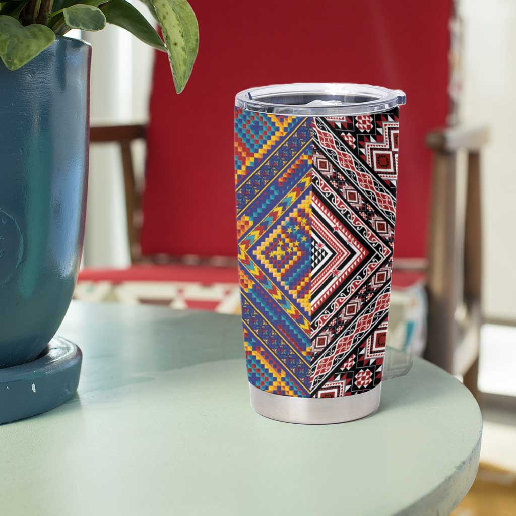Tuvaluan and New Zealand Culture Tumbler Cup The Art of Kolose and Taniko LT03 - Polynesian Pride