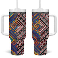 Tuvaluan and New Zealand Culture Tumbler With Handle The Art of Kolose and Taniko - Polynesian Pride