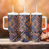 Tuvaluan and New Zealand Culture Tumbler With Handle The Art of Kolose and Taniko - Polynesian Pride