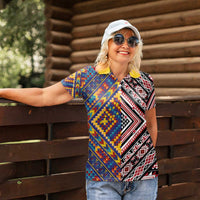 Tuvaluan and New Zealand Culture Women Polo Shirt The Art of Kolose and Taniko - Polynesian Pride