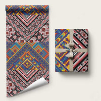 Tuvaluan and New Zealand Culture Wrapping Paper The Art of Kolose and Taniko LT03 58" × 23" Navy - Polynesian Pride