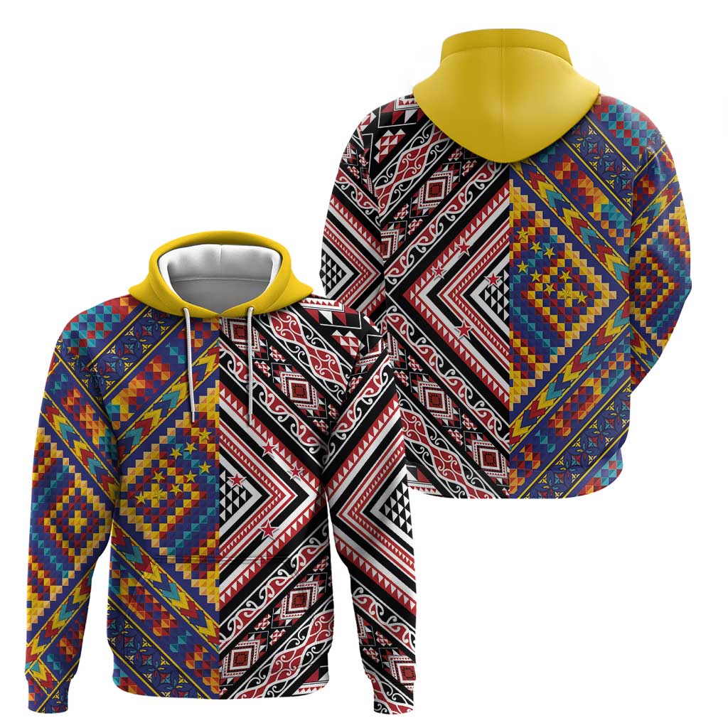 Tuvaluan and New Zealand Culture Zip Hoodie The Art of Kolose and Taniko - Polynesian Pride