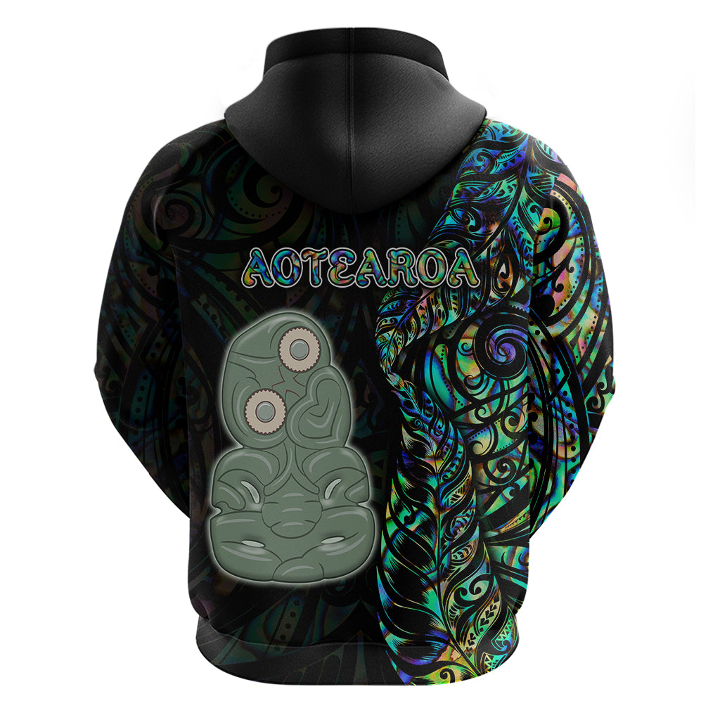 New Zealand Hoodie Silver Fern and Hei Tiki with Papua Shell Maori Tribal LT03 - Polynesian Pride