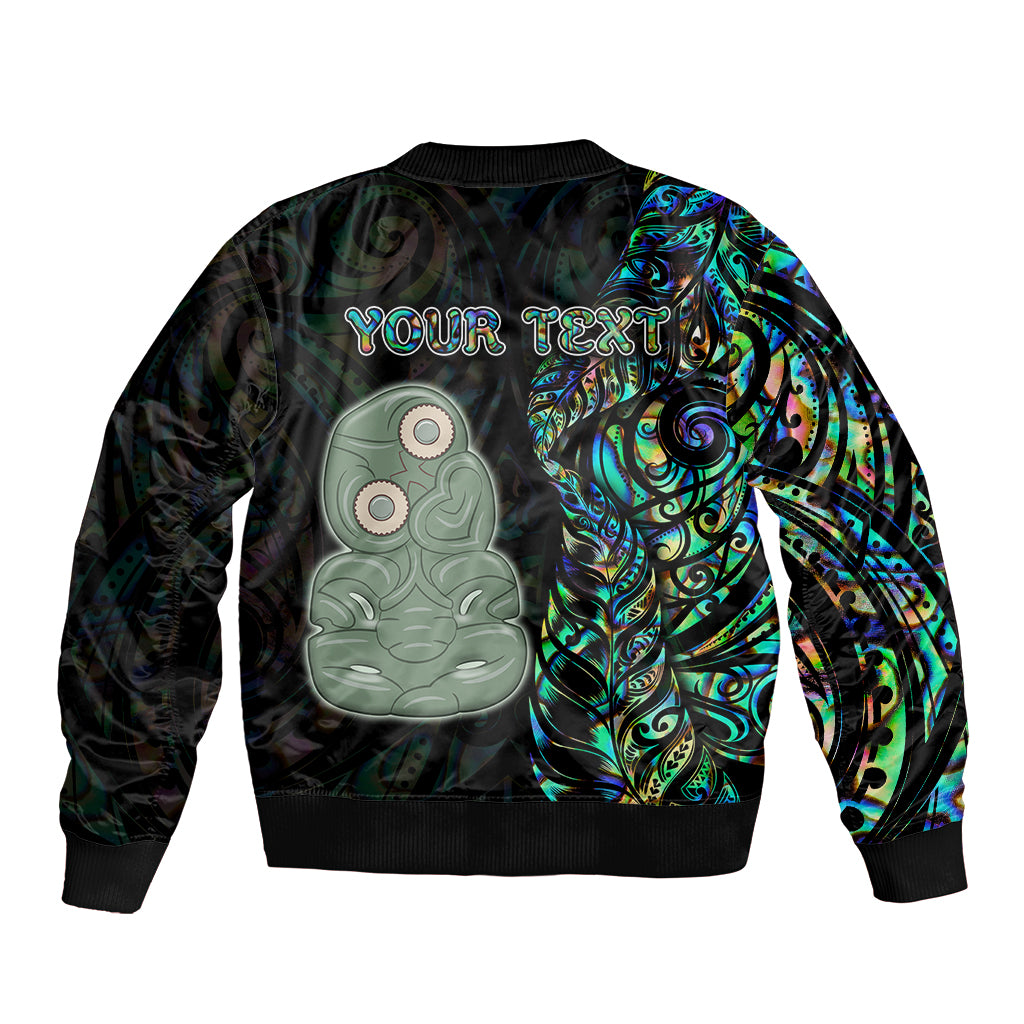 Custom New Zealand Sleeve Zip Bomber Jacket Silver Fern and Hei Tiki with Papua Shell Maori Tribal LT03 - Polynesian Pride