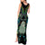 Custom New Zealand Tank Maxi Dress Silver Fern and Hei Tiki with Papua Shell Maori Tribal LT03 - Polynesian Pride