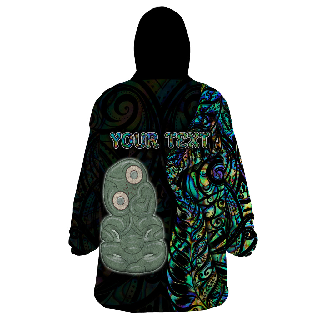 Custom New Zealand Wearable Blanket Hoodie Silver Fern and Hei Tiki with Papua Shell Maori Tribal LT03 - Polynesian Pride