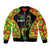 Personalised Vanuatu Running Bomber Jacket Footprint and Hibiscus Polynesian Style