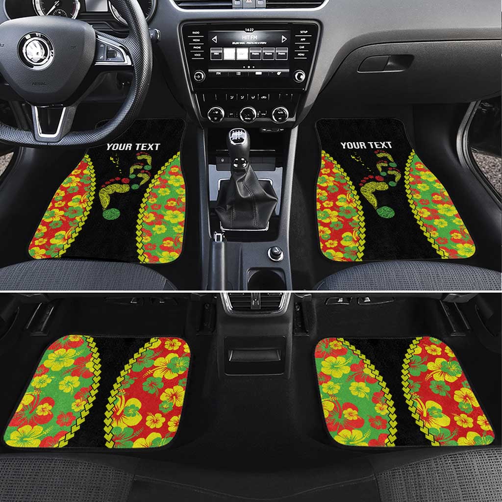 Personalised Vanuatu Running Car Mats Footprint and Hibiscus Polynesian Style