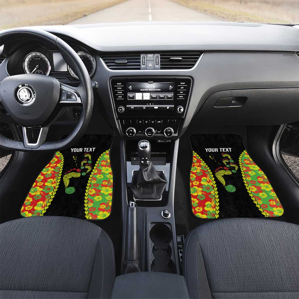 Personalised Vanuatu Running Car Mats Footprint and Hibiscus Polynesian Style