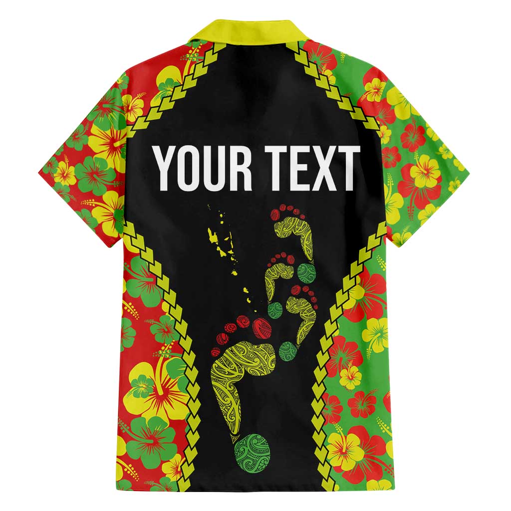 Personalised Vanuatu Running Family Matching Long Sleeve Bodycon Dress and Hawaiian Shirt Footprint and Hibiscus Polynesian Style LT03 - Polynesian Pride